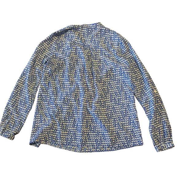 Anthropology HD In Paris Blue & White Patterned Long Sleeve Blouse - US 0 - Picture 8 of 8